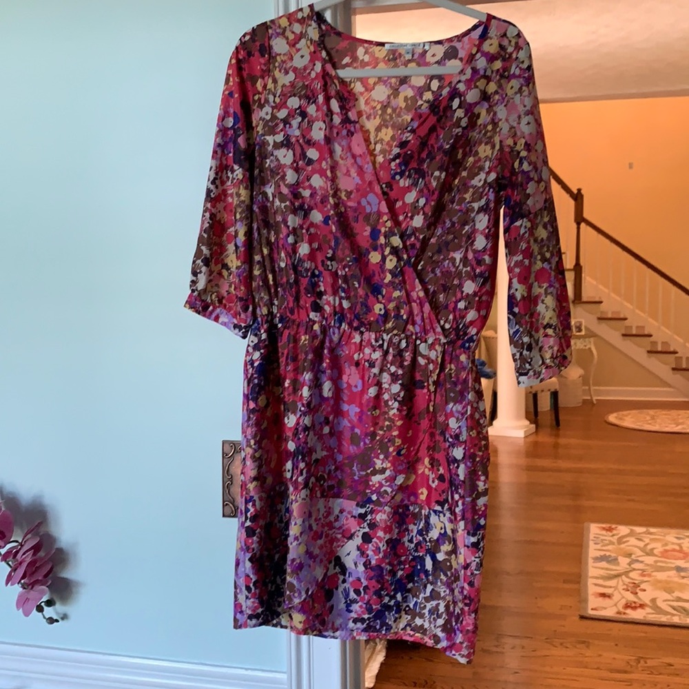Multicolor faux wrap dress